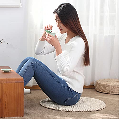 Doitool Floor Cushion Woven Straw Cushion Pouf Japanese Traditional Tatami Yoga Pillow Floor Mat Round Braided Cushion Meditation Pad For Living Room Balcony 40X40Cm 1. 5Cm Chair Cushions #TOP6