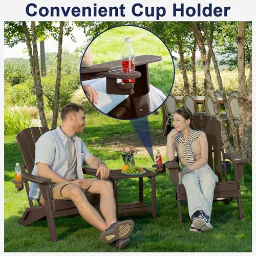 image for Plawdlik Folding Adirondack Chair, SGS Tested, Wooden Textured with Cu