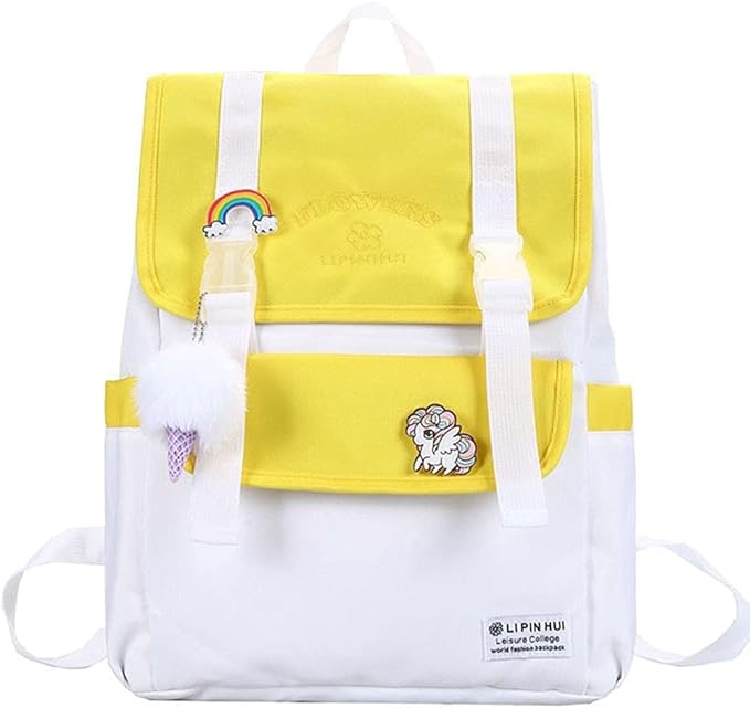 yellow backpack aesthetic