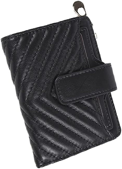 Tratsewmas Real Sheepskin Women Wallet Genuine Leather Ladies Wallet Purse with Zippered Coin Pocket (black)