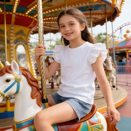Image of LYSMuch Toddler Girls Short Sleeve Ruffle Basic Blouse