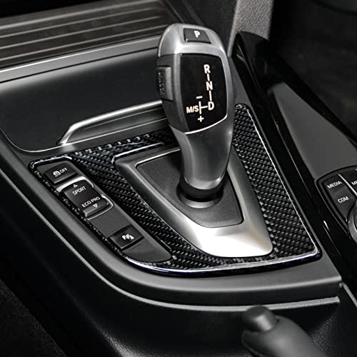 Image of Car Gear Shift Panel Sticker Decal Carbon Fiber Trim fits for BMW F30 F31 F34 3GT F32 F33 F36 2012-2019 Accessories - 330e NOT FIT (Black)