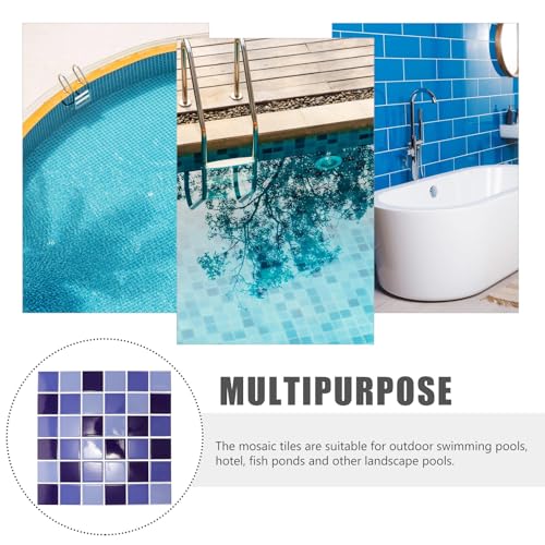 Mosaïque céramique bleue piscine Uonlytech | Revêtement mural extérieur - 8