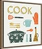 Amanti Art Framed Canvas Wall Art 16x16 Retro Kitchen III Cook by Becky Thorns, Framed Wall Art Canvas, Cuisine Artwork, Traditional Decor, Small Poster Painting for Living Room, Bedroom, Bathroom, #1