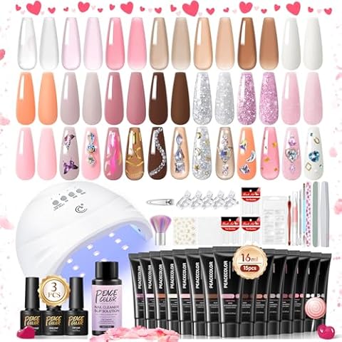 PEACECOLOR 40PCS Poly Nail Gel Kit Cover