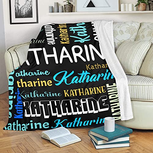 Personalized Blanket for Kids Adults Personalized Name Blanket Custom Blanket with Name Personalized Gifts for Christmas Birthday Valentines Day Mothers Fathers Day (Black&Colorful, 50"x60")