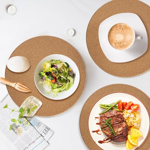 Image of 4 Pack Cork Trivets for Hot Dishes, 9.5 inch High-Density Thick Cork Trivets for Hot Pots and Pans, Heat Resistant Cork Hot Pads for Kitchen, Multifunctional Cork Coasters for Countertop Wooden Table