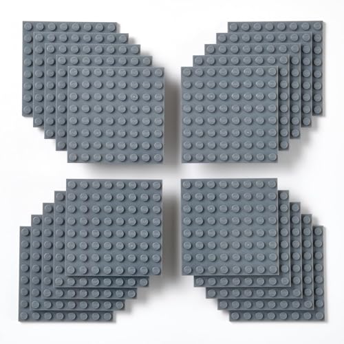 Strictly Briks Compatible with Lego Classic Building Brick Baseplates, Gray, 20 Pieces, 8x8 Studs, Creative Play Gift Set for Ages 3 and Up, 100% Compatible with All Major Brick Brands