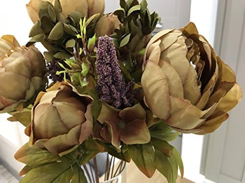 Best Artificial 50cm Vintage Silk Flower Peony Spray Bouquet Wedding Home Decoration Arrangement (Blue)