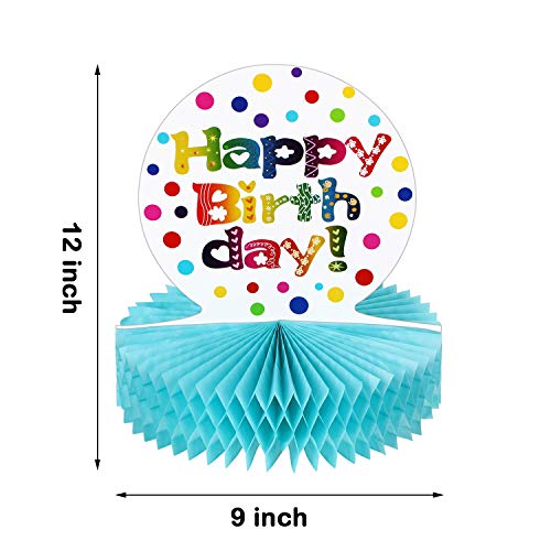 WILLBOND 2 Pieces Happy Birthday Table Decorations Rainbow 3D Honeycomb Paper Table Centerpiece Sign Tabletop Colorful Paper Happy Birthday Centerpiece for Party Supplies by WILLBOND - Image 2