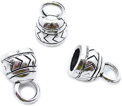 20 Pieces Antique Silver Plated Jewelry Charms GY04219 Tassel Head Leather Cord End Cap