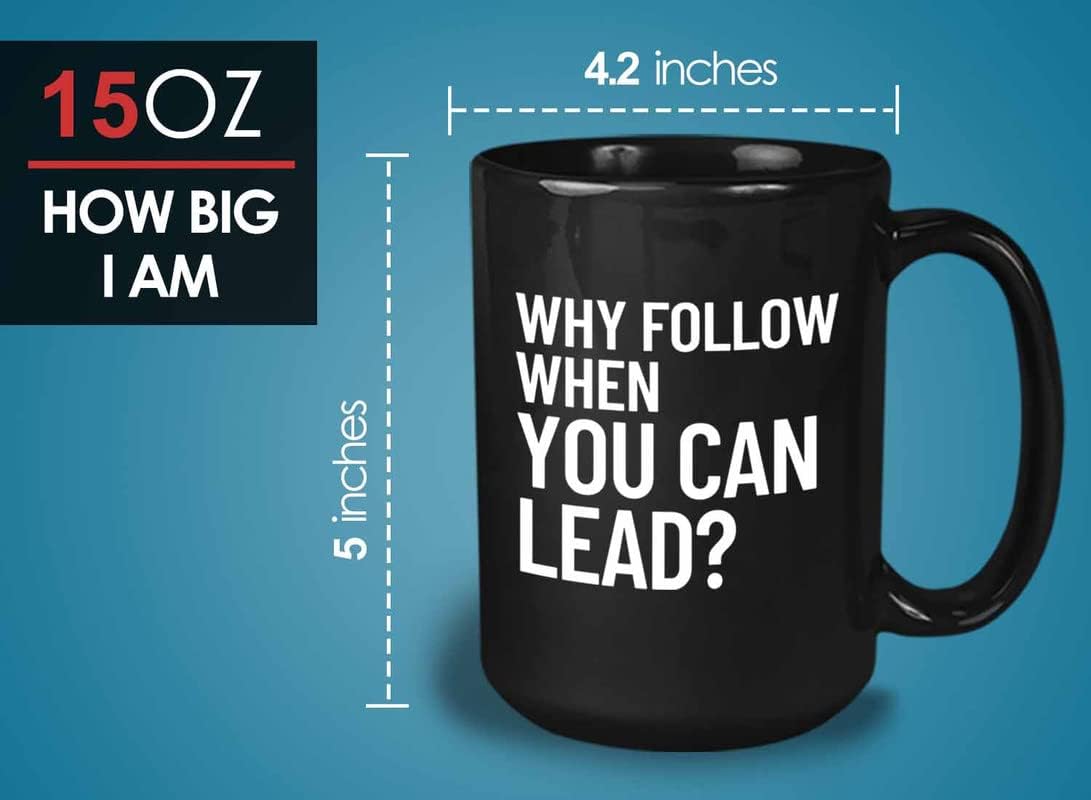 Bubble Hugs Leadership Coffee Mug 15oz Black - You Can Lead - Business Entrepreneur Principal Appreciation Gifts Bosses Day Women Inspire Leaders Mentor Gift