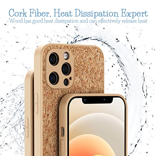 Wood Case For Iphone Quercus Cork Case Eco Friendly Comfortable Touch Iphone Case Thermal Performance Shockproof 360°Protection Real Quercus Wood For Iphone 12 Iphone 13 6.1 Inch (Iphone 12) #TOP2
