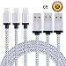Eashion iPhone Cable, 3Pack 6FT Nylon Braided 8 Pin Lightning to USB Charger Cable, Compatible with iPhone 7/7 Plus/6s/6s Plus/6/6 Plus/5/5S/5C/SE/iPad and iPod(White)