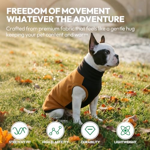 KONVINIT Hundepullover Fleece für Mittelgroße & Große Hunde (M-5XL) Ohne Ärmel mit Stehkragen Weich & Warm