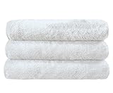 Premium Turkish Bath Towels Set of 3 (%70 Viscose Made from Bamboo-%30 Cotton) | Bathroom Towels, Gym Towels, Spa Towels, Beach Towels | Organic, Super Soft, Sustainable (12x20, Pearl White)