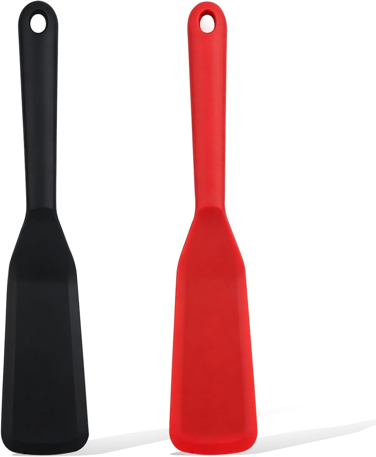 【2 Pack】Kunovo Small Spatula for Nonstick Cookware Mini Spatulas for kitchen Use,Heat-Resistant Silicone Thin Spatula Cooking Baking (Black-2)