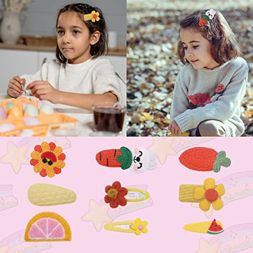 Petunny Cute Hair Clips Set,9Pcs Cartoon Flower Fruit Animal Snap Hair Clips Barrettes For Girls Fully Lined Alligator Colorful Hair Accessories For Baby Girls Toddlers Kids,Rabbit And Carrot #TOP1