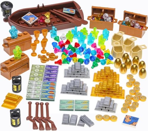 220 Pcs Pirate Treasure Money Parts Building Blocks Expedition Wooden Boats