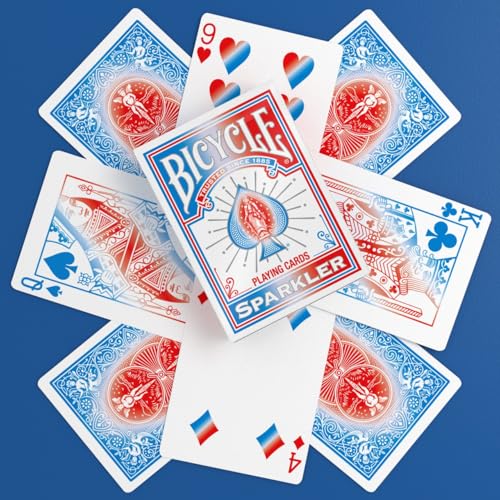 Image of Bicycle Sparkler Playing Cards - Made in USA - Tribute to American Flag & Dazzling Fireworks Deck, Bold Patriotic Collectible Card Set for Fourth of July Parties, Americana Gifts, Family Game Night