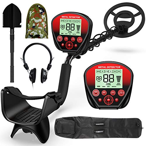 EOREVGM Metal Detectors for Adults ?Waterproof Metal Detector, High Accuracy Adjustable with Pinpoint & Disc & All Metal Mode,with Metal Detecting Shovel,Headphone,Carrying Bag