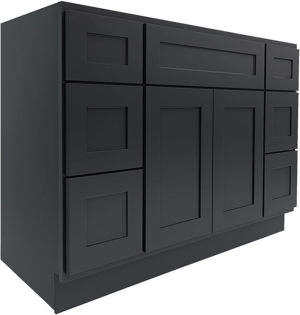 Bathroom Vanity Cabinet, 48" Bathroom Vanities, Soft Close 6 Drawers and 2 Doors, Unassembled, RTA, Bathroom Vanity with Organized Storage (Gray Graphite, 21" D X 34.5" H X 48" W)