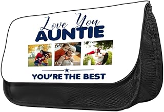 Giftme Personalised Photo, Love You Auntie You’RE The Best, Pencil Case, Make up Bag, Back to School, Zipper Pouch, Cosmetic Brush Pouch. (Black)