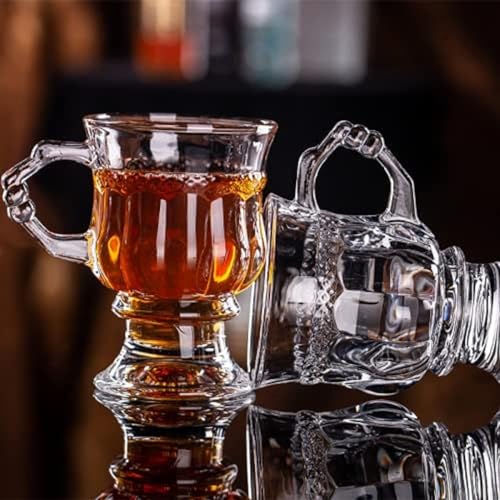 Image of VILON Italian Premium Glass Tea Cup Set | Coffee Mugs with Handle Transparent Drinking Cup for Milk, Cappuccino, Hot Chocolate & Cold Beverages | 150ml| Set of 6 (TEAMUG 150ML 6)
