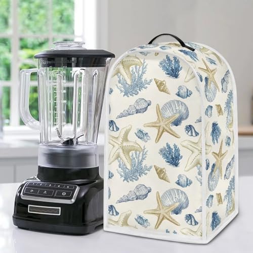 Image of Talayituse Starfish Conch Coral Print Blender Dust Cover, Fingerprint Protection Cover for Stand Mixer or Coffee Machine, Home Kitchen Appliance Covers for Stain Dust Resistant Supplies