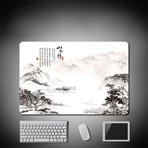 LL-COEUR Grand Tapis de Souris Gaming Mousepad Antidérapant Mouse Mat 600 x 400 x 3 mm (Noir et Blanc - Paysage) Cover