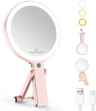 XXZU Makeup Mirror with Lights, Vanity Mirror with 1X/10X Magnifying Mirror