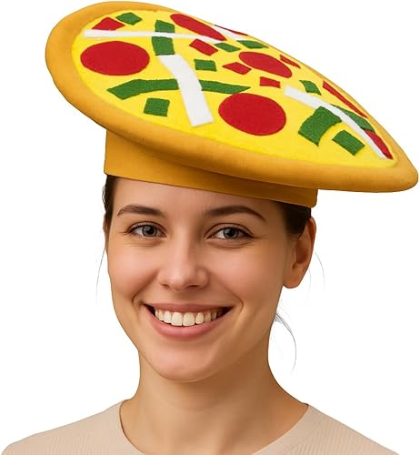 ArtCreativity Divertido sombrero de pizza, divertido accesorio de disfraz de Halloween para niños y adultos, decoraciones de suministros de fiesta