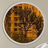 Round Aluminium Frame Tempered Glass 360° Rotating Pivot Casement Window for Bathroom Kitchen Bedroom Living Room Replacement Indoor Ventilation Window with Handle