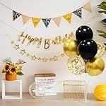 6 Set Balloon Stand with Balloons, Black and Gold Party Decorations, Birthday Graduation Retirement Father's Day Halloween New Years Decorations 2026 - Image 3