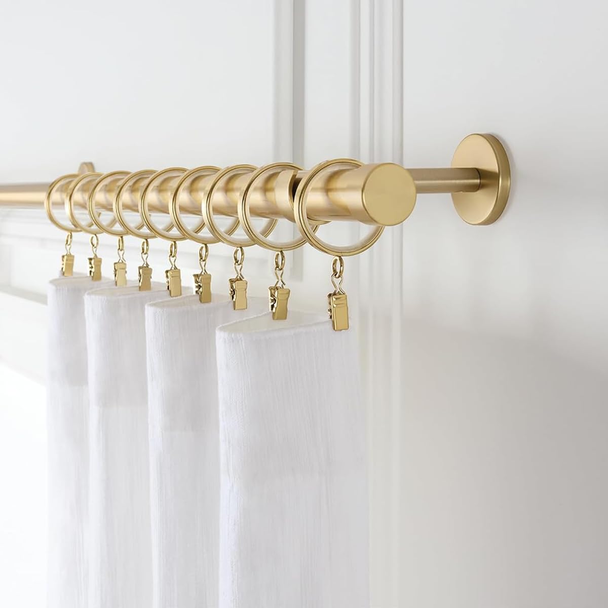 HASTHIP® 10Pcs Golden Curtain Ring Clips Openable Curtain Ring Clips for Quick Curtain Change or Installation 3.2cm Diameter Metal Curtain Rings for Window Curtain, Shower Curtain, Drapes-image-21