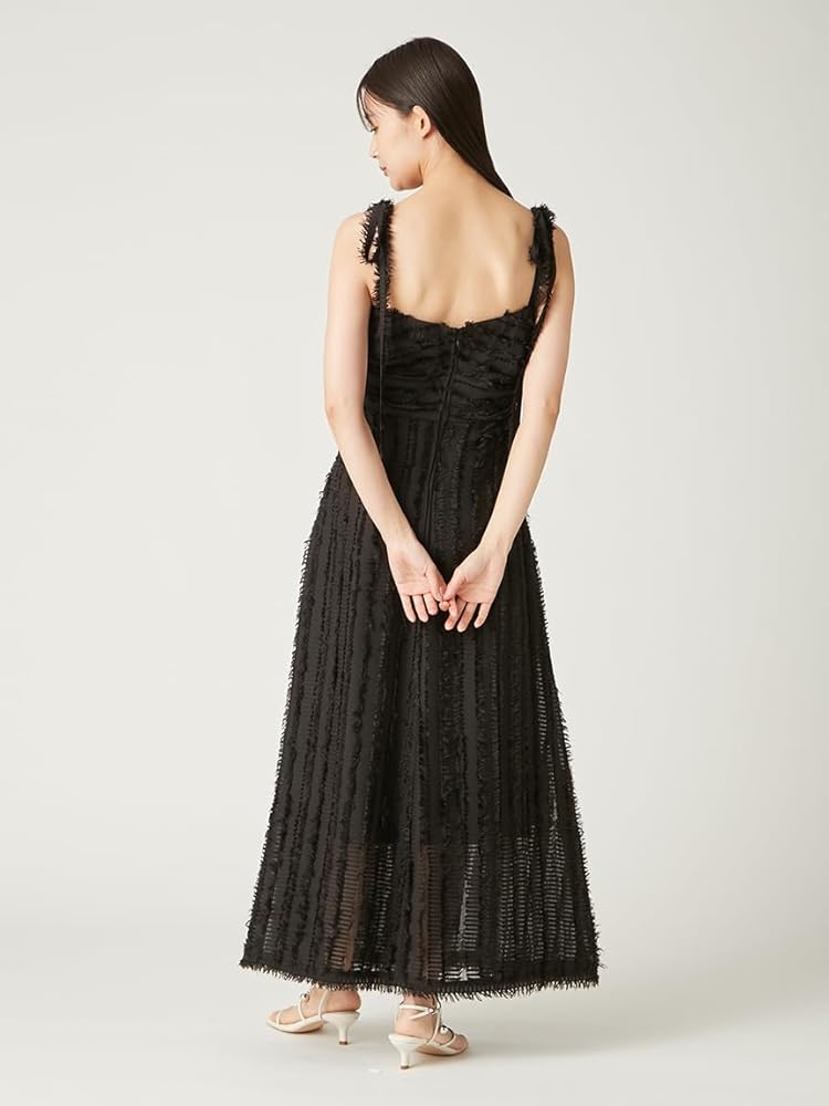 Amazon.co.jp: フリンジキャミワンピース FWFO251213BLK0 : ファッション