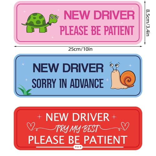 Image of 3pcs Magnet for Car, 10x3.4 Inch Sticker Removable Car Bumper Sticker Magnetic Safety Warning Signs for Novice & Student Drivers