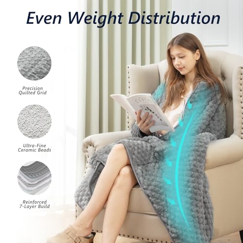 Image of Mr. Sandman Weighted Blankets for Adults Queen Size 12lbs, Warm Sherpa Fleece Throw Blanket for Sleep and Calm, Soft Cozy Heavy Bed Blanket with Jacquard Flannel, 60 x 80 Inches, Grey