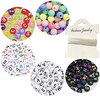 800pcs Letter Beads"A-z" Letter Beads and 250pcs Round Mixed Colorful Beads with 5M Elastic Line for Jewellery Bracelets Necklaces Key Chains Making