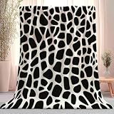 Animal-Print Schlicht Textur Flanelldeckes, Super Weiche Flauschig Sherpa Decke Tagesdecke Sofadeckes, Schwarz Weiß Warme Comfort Bedruckte Kuscheldecke für Couch Bett Sofa Deko 130×150 cm