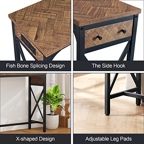 Hombazaar 70.9 Inches Console Table With Outlets And Usb Ports, Narrow Long & Splicing Wood Grain Sofa Table Behind Couch, Extra Long Entryway Table For Entryway, Hallway, Foyer, Living Room, Brown #TOP5