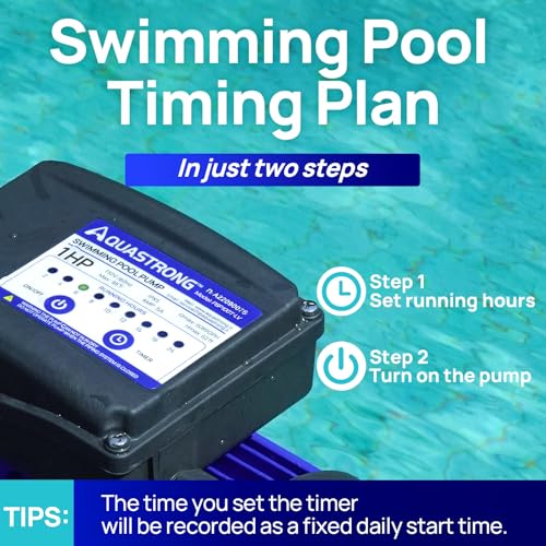 Image of Aquastrong 1HP In /Above Ground Pool Pump with Timer, 115V, 6100GPH, High Flow, Powerful Self Primming Swimming Pool Pumps with Filter