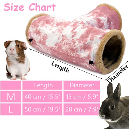 Leerking Guinea Pig Tunnel 3 Way, Small Animal Hideout Toy Washable Canvas Fleece Tube Play Tunnel For Rats Ferret Bunny Gerbil Sugar Glider Chinchilla, Pink #TOP2