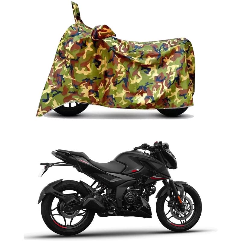 Image of Waterproof 100% PVC Coated Bike Scooty Two Wheeler Body Cover Compatible for Bajaj Pulsar N250 STD /UV-Rays /Heat Protection /Birds Dropping /Scratchproof /Dust Proof [6X6 Jungle Print]