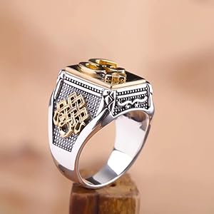 JUNTEN 925 Sterling Silver Om Ring for Women Men Hindu Sanskrit