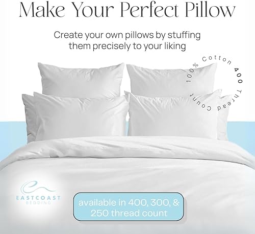 Miniatura 7 de East Coast Bedding Funda de almohada vacía de tamaño King y Queen estándar, 100% algodón, tapicería, funda de almohada de bricolaje para relleno de