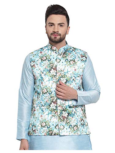 Elina fashion Men's Indian Satin Nehru Jacket || Printed Bandhgala Jodhpuri Sleeve Less ONLY Waistcoat