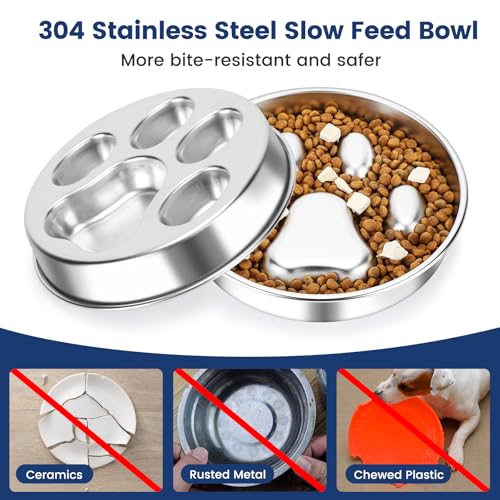 PETTOM Antischlingnapf Hunde Edelstahl, Hundenapf Anti Schling Ø21 cm, Anti Schling Napf Hund Groß, Schlingnapf Hunde Slow Feeder