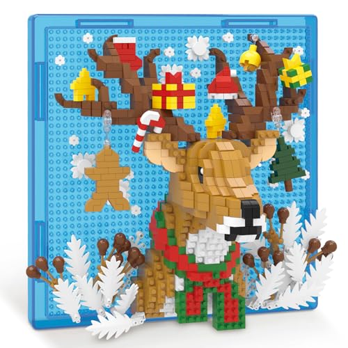Christmas Reindeer Animal 3D Wall Art Micro Mini Building Blocks