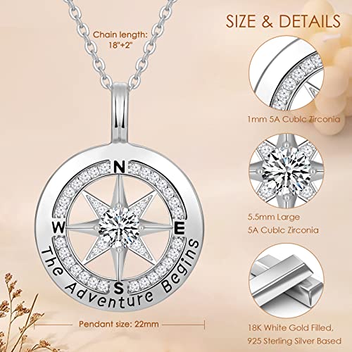 2023 Graduation Gifts For Her, Graduation Necklaces For Women Compass Necklace For Graduated Graduation Necklace College High School Graduation Gifts For Friends Daughter Congratulations Birthday Gifts (Silver-Adventure Begins) #TOP4